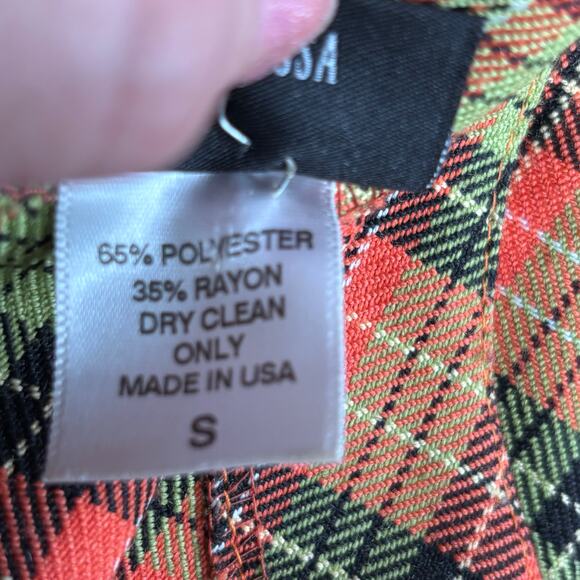 Retrolicious Orange Green Plaid Fit & Flare Dress With Pockets Size Small Retro - Picture 10 of 11